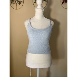 Kendall & Kylie Powder Blue Fuzzy Crop Top Size Small